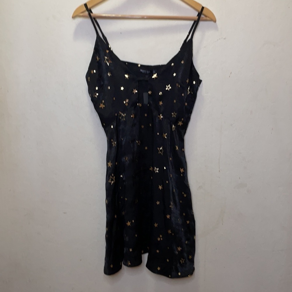 Nasty Gal Star Crossed Lovers Black Satin Mini Dress NWT Size 4 - Picture 5 of 10